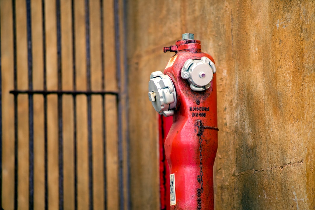a red fire hydrant next to a wooden fence